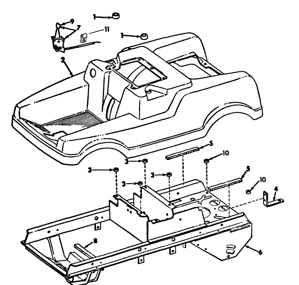Body, Frame And Drawbar Diagram and Parts List for CADET85 (86-0340023U-0340025U-0340026U-0340029U-0340030U-0340032U-0340033U)(1975 & Since) Cub Cadet Lawn Tractor
